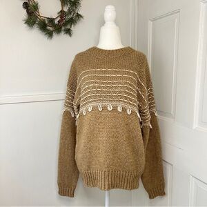 Anthropologie Elsamanda Wool Alpaca Chunky Knit Pullover Sweater in Oatmeal